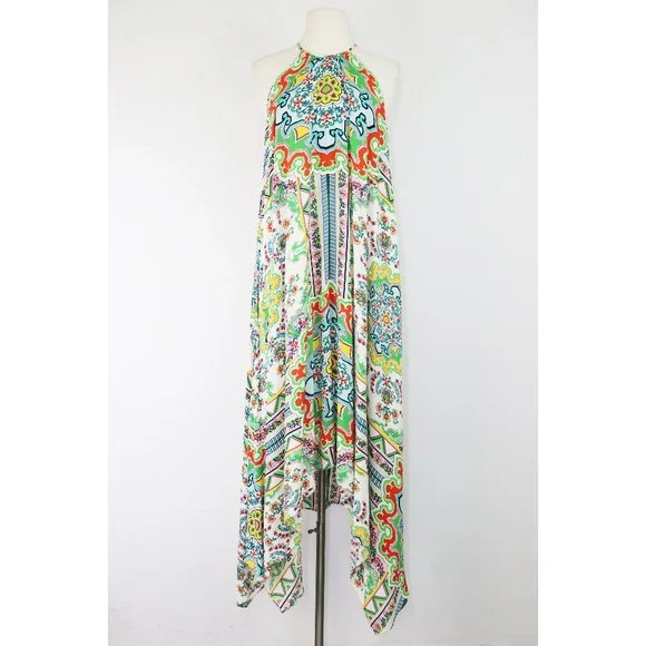 Anthropologie Ella Halter Maxi Dress Tunic Sleeveless Handkerchief Hem XS Small - Picture 4 of 9